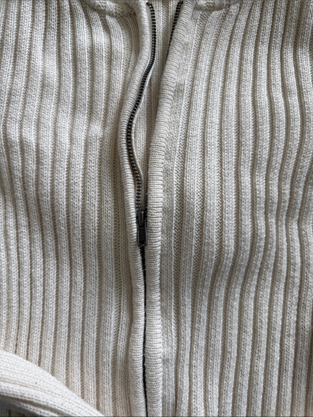 Aeropostale Cream Ribbed Zip-Front Cropped Cardigan - Picture 3 of 4